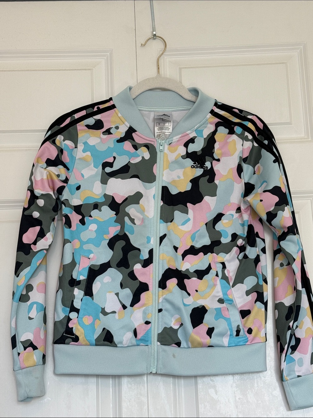 adidas Kids Pastel Camo Zip Jacket - Light Blue, Pink, Yellow, Black